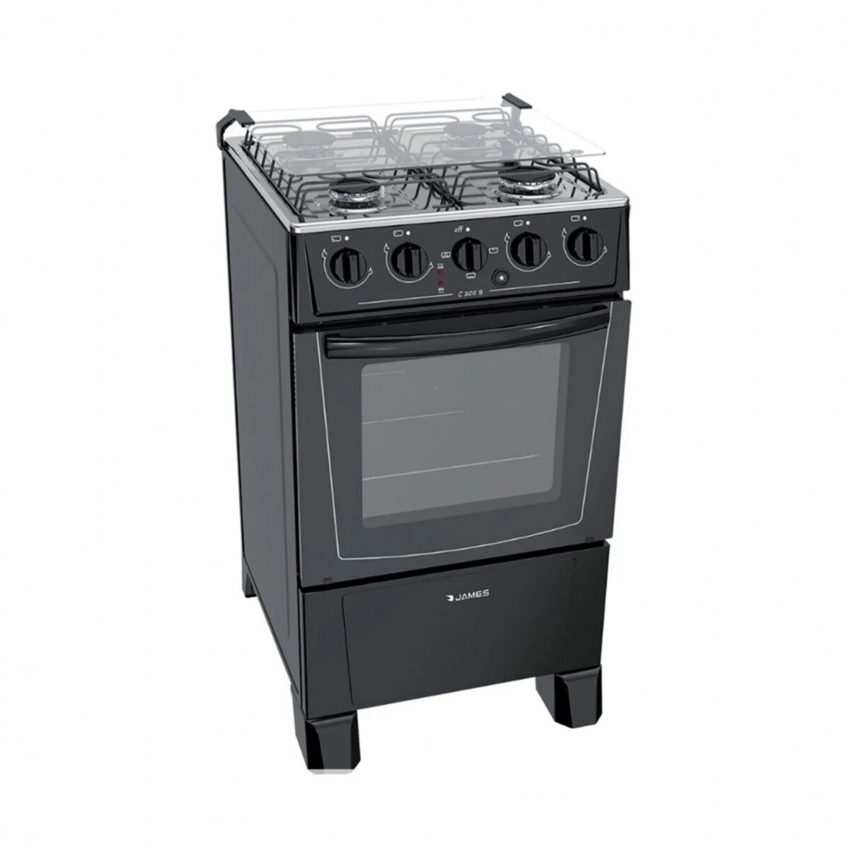 Cocina Combinada - James con 4 hornallas C 205 B - Negra 