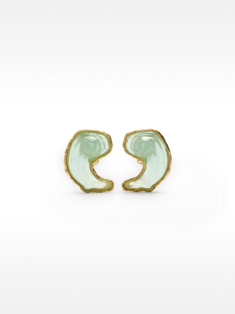 Pendientes De Resina Con Conchas verde