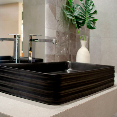 BACHA RECTANGULAR 67.5X38X11.5 ARRAYAN DE APOYO NEGRO MATE 000