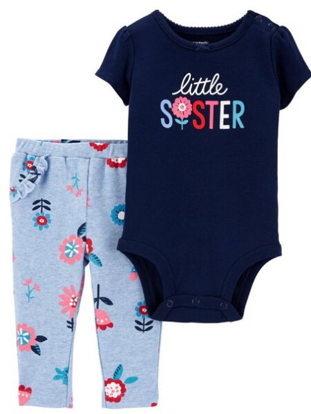 CONJUNTO CARTER'S 2 PIEZAS LITTLE SISTER AZUL CELES