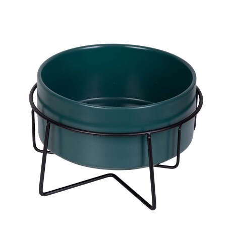 COMEDERO MASCOTAS CERAMICA-Y-METAL VERDE CERÁMICA Y METAL