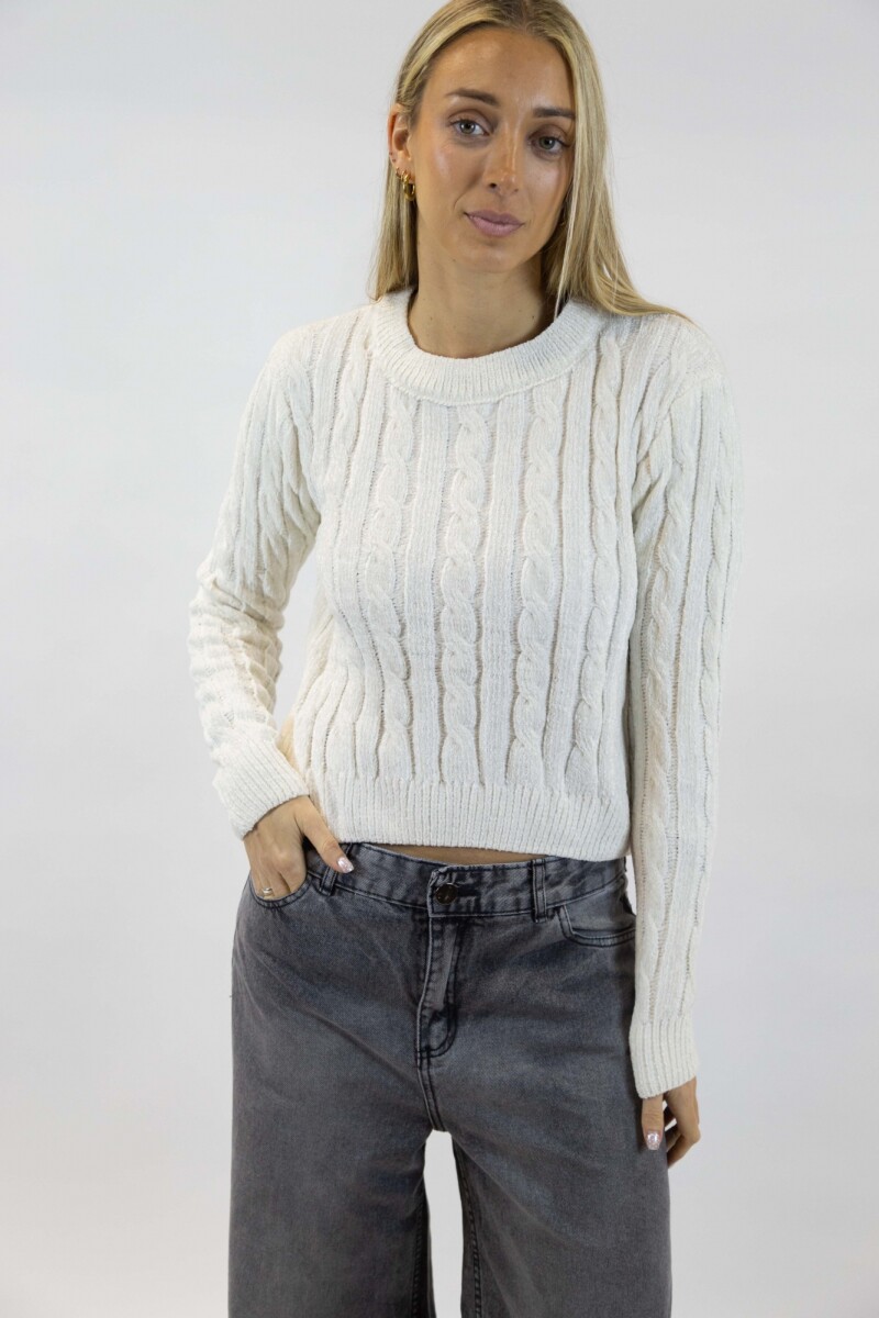 Buzo chenille Zara Blanco