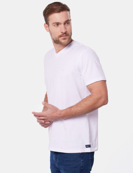 REMERA LISA ESCOTE V Blanco