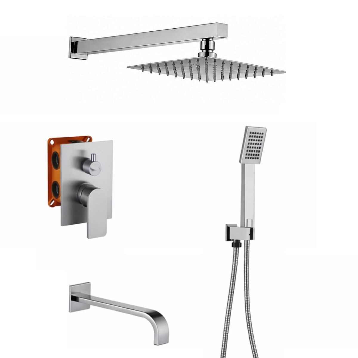 Grifería De Ducha Monocomando De Embutir Con Transferencia Loft Gris Satinado 