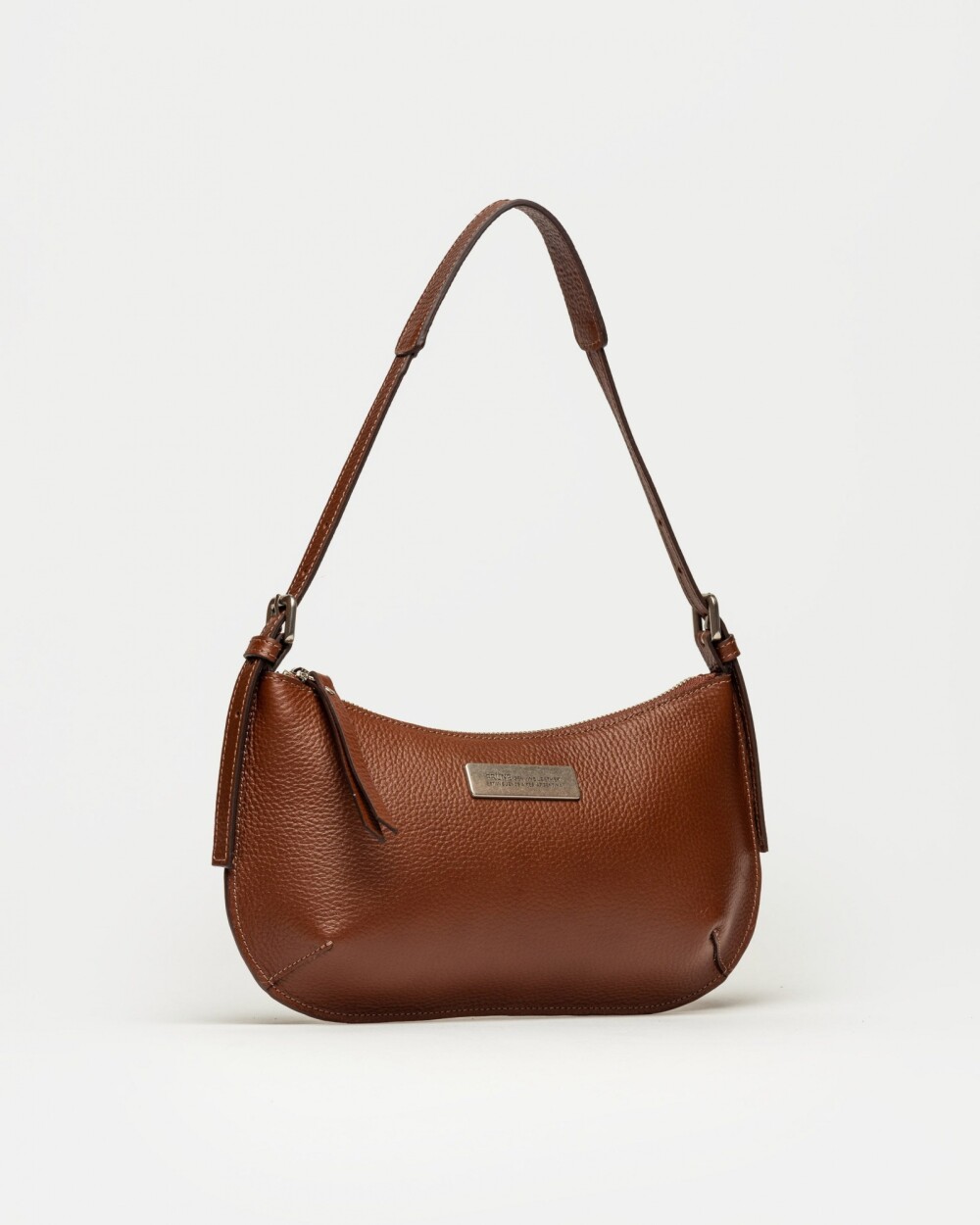 Cartera al hombro Mia en cuero graneado Tabaco