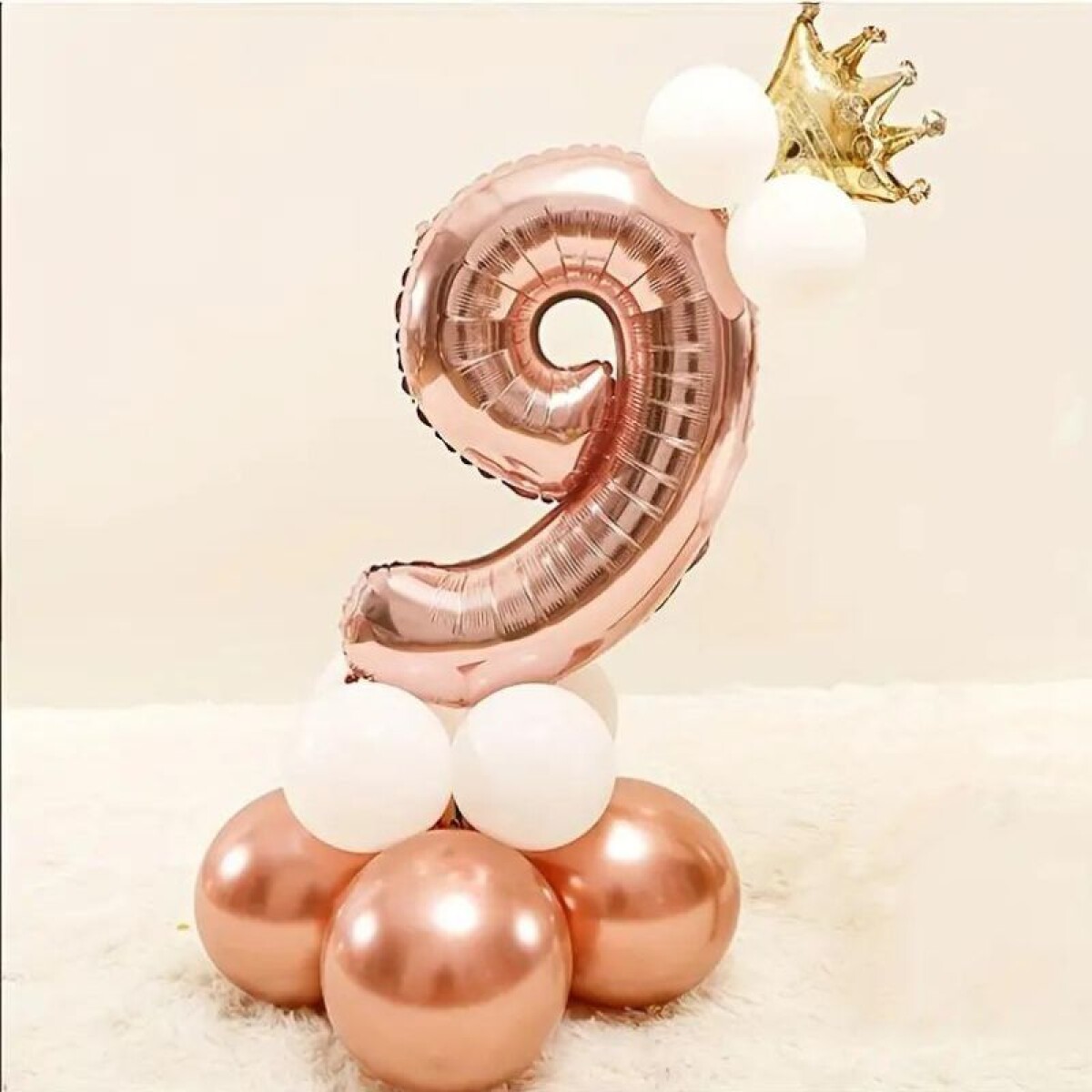 Set de Globo Número 9 con Corona - Rosa Oro 