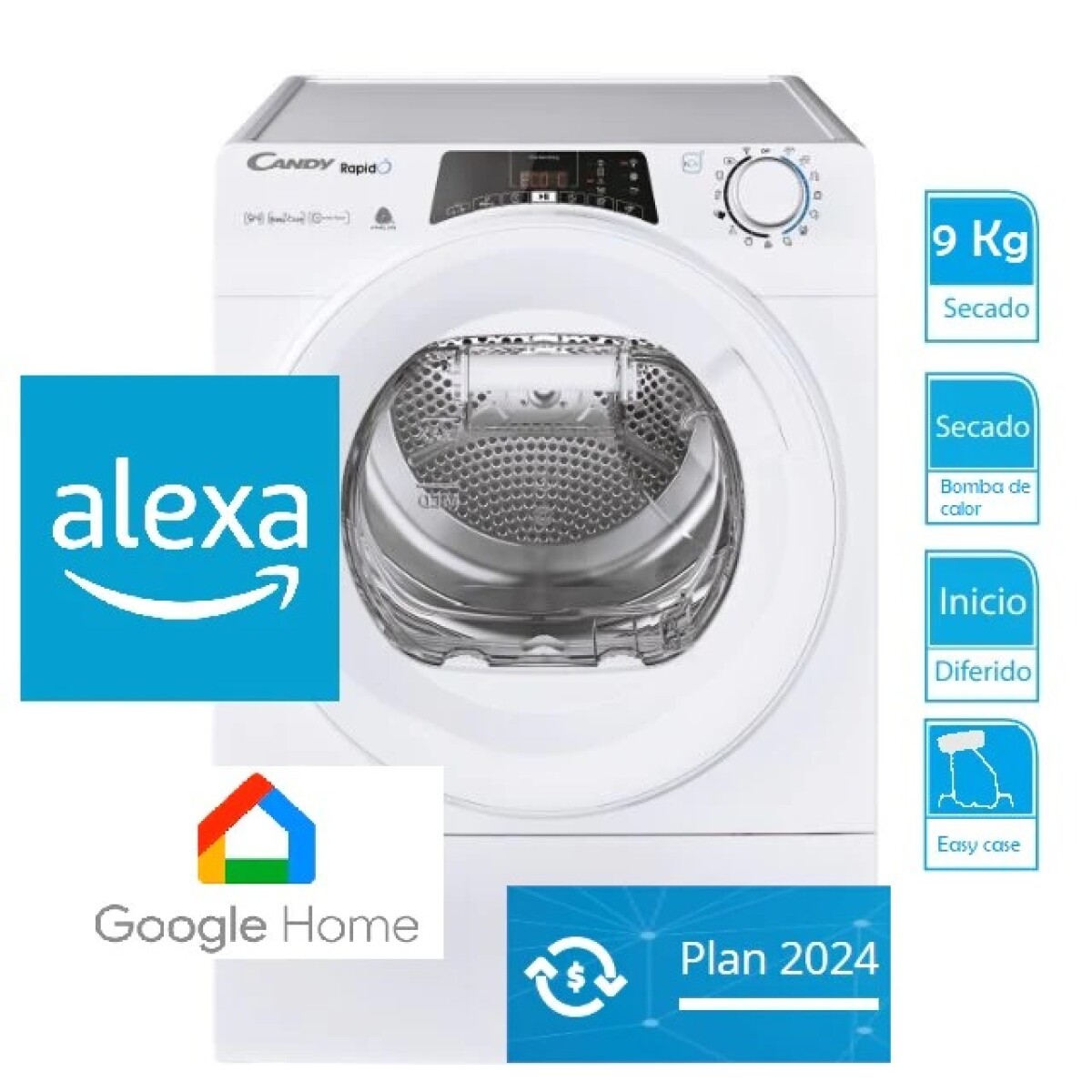 Secarropa Candy Roe H9A3TE-S Bomba de Calor Inverter 9KG 