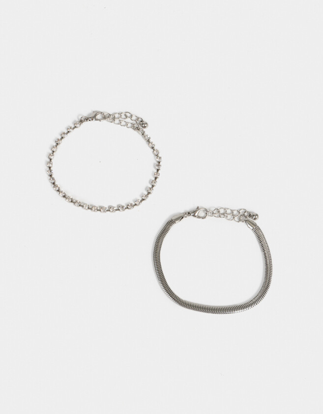 Pulseras Flexibles Sets Prom Sets De Pulseras Con Strass - Plateado