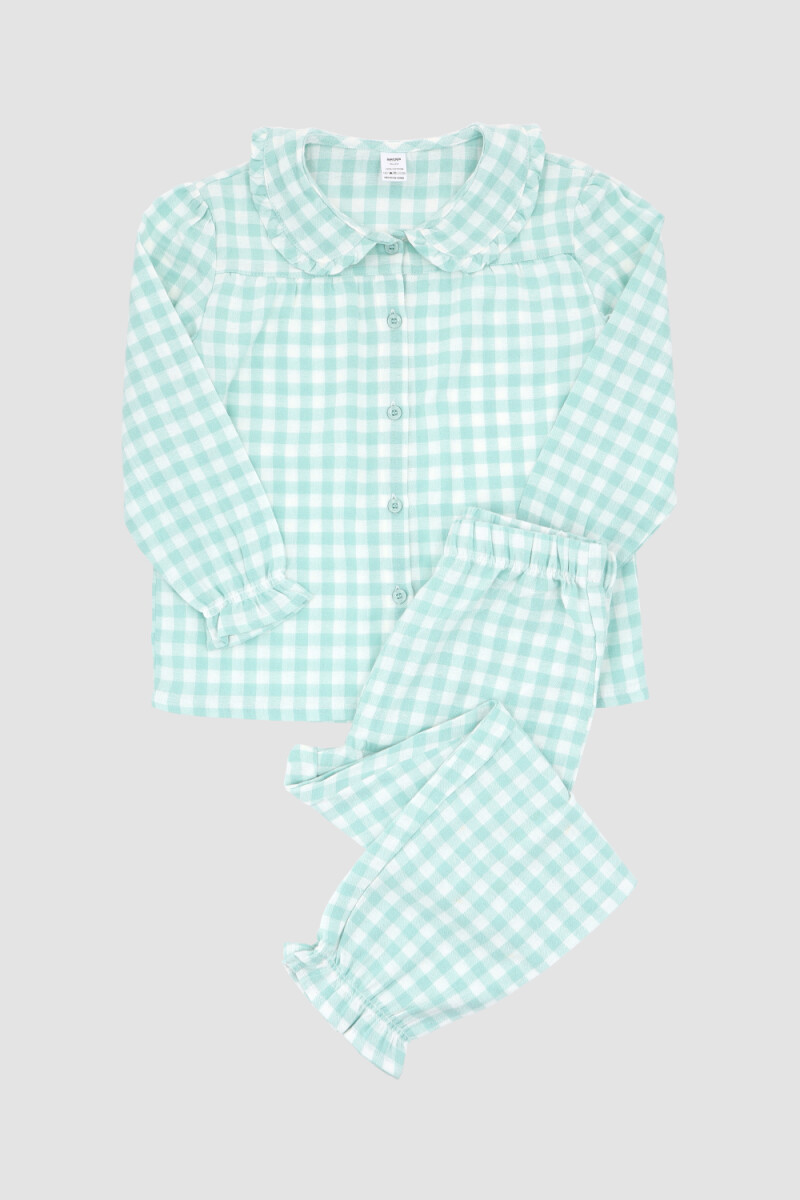 Pijama franela y/d mini - Agua 