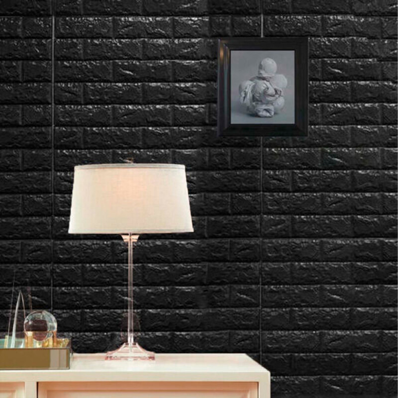 Placa adhesiva de ladrillo para pared x10 NEGRO