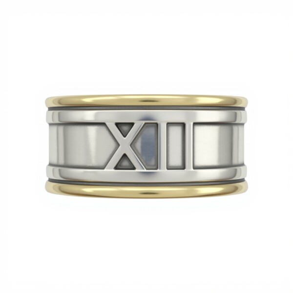 Anillo Numeros romanos-Plata y Oro-Sin Piedra-AN5141 sinpiedra