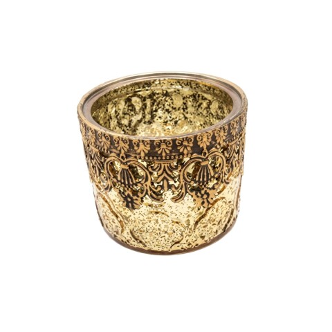 PORTA VELA VIDRIO DORADO COMB 9.5X8CM Unica