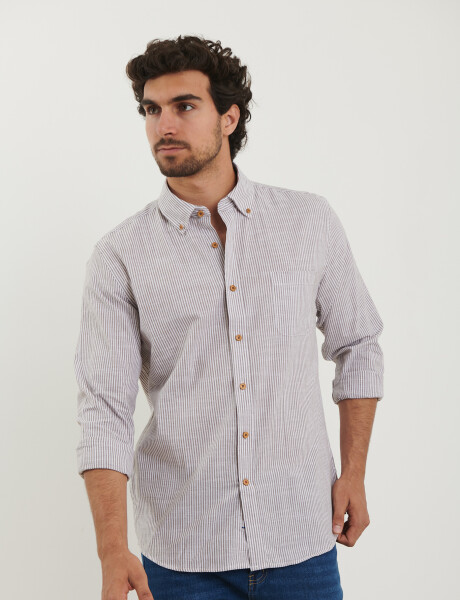 012503 CAMISA HARRINGTON LABEL Tostado / Blanco