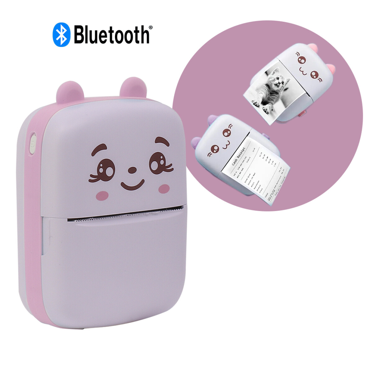 Mini Impresora Térmica Instantánea Bluetooth Carita Cat - ROSA 