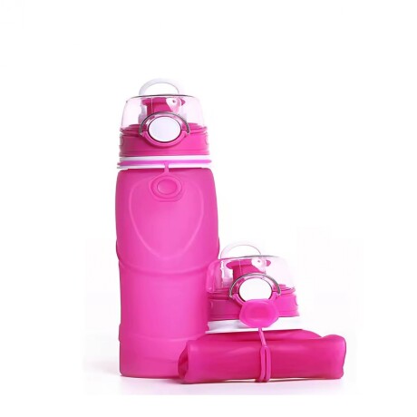 Botella Caramañola Plegable 550ml Silicona Universo Binario ROSA