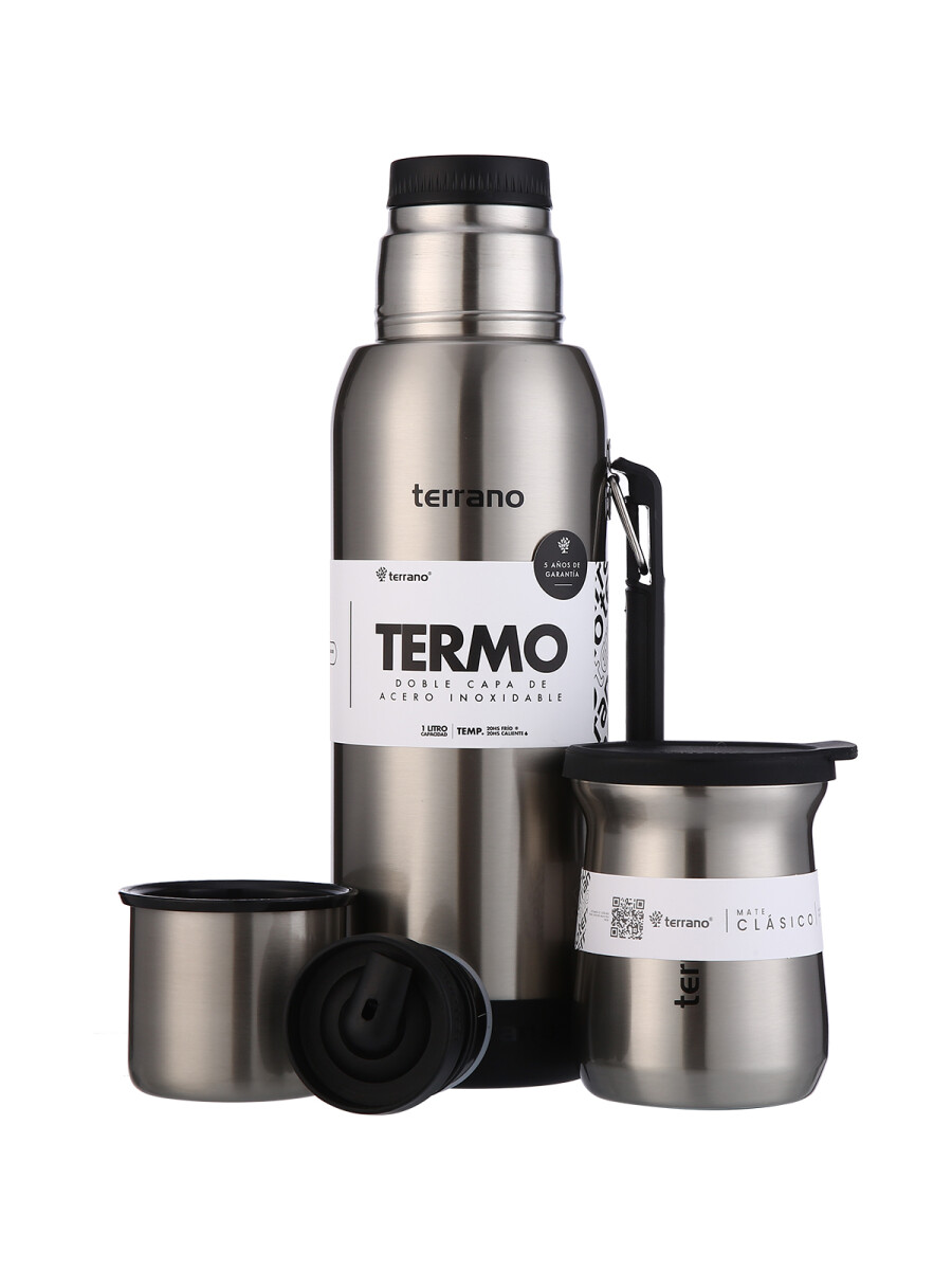 Kit Termo 1LT Con Base De Silicona + Mate de Acero Tradicional - Acero 