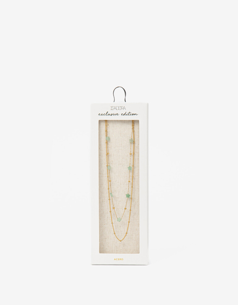 Collares Cortos Piedra Set De Collares De Acero Con Piedra - Dorado