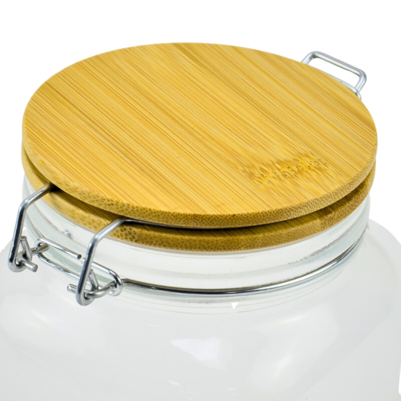 Recipiente vidrio 1000 ml tapa madera TRANSPARENTE