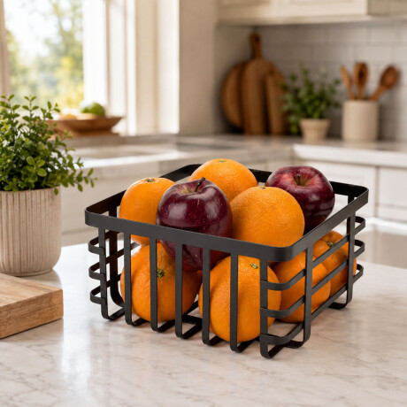 Cesto Frutero en Acero Organizador Multiuso de Cocina Hogar Negro