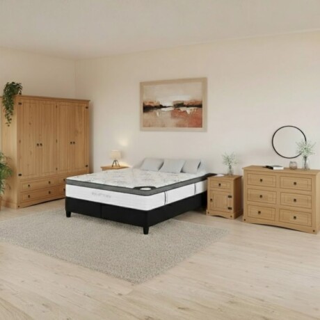 Promo Juego de Dormitorio Linea Naturale + Sommier 2 plazas Hamptons Hybrid Bronze ROBLE