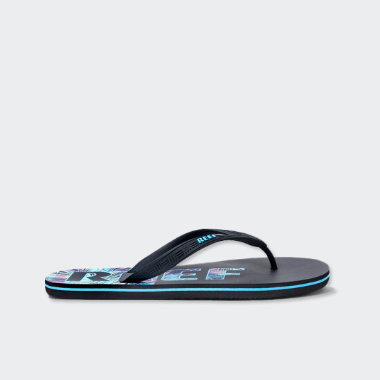 Ojotas Reef Seaside Print Negro
