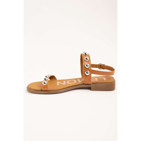 Sandalia Cuero Apliques Camel