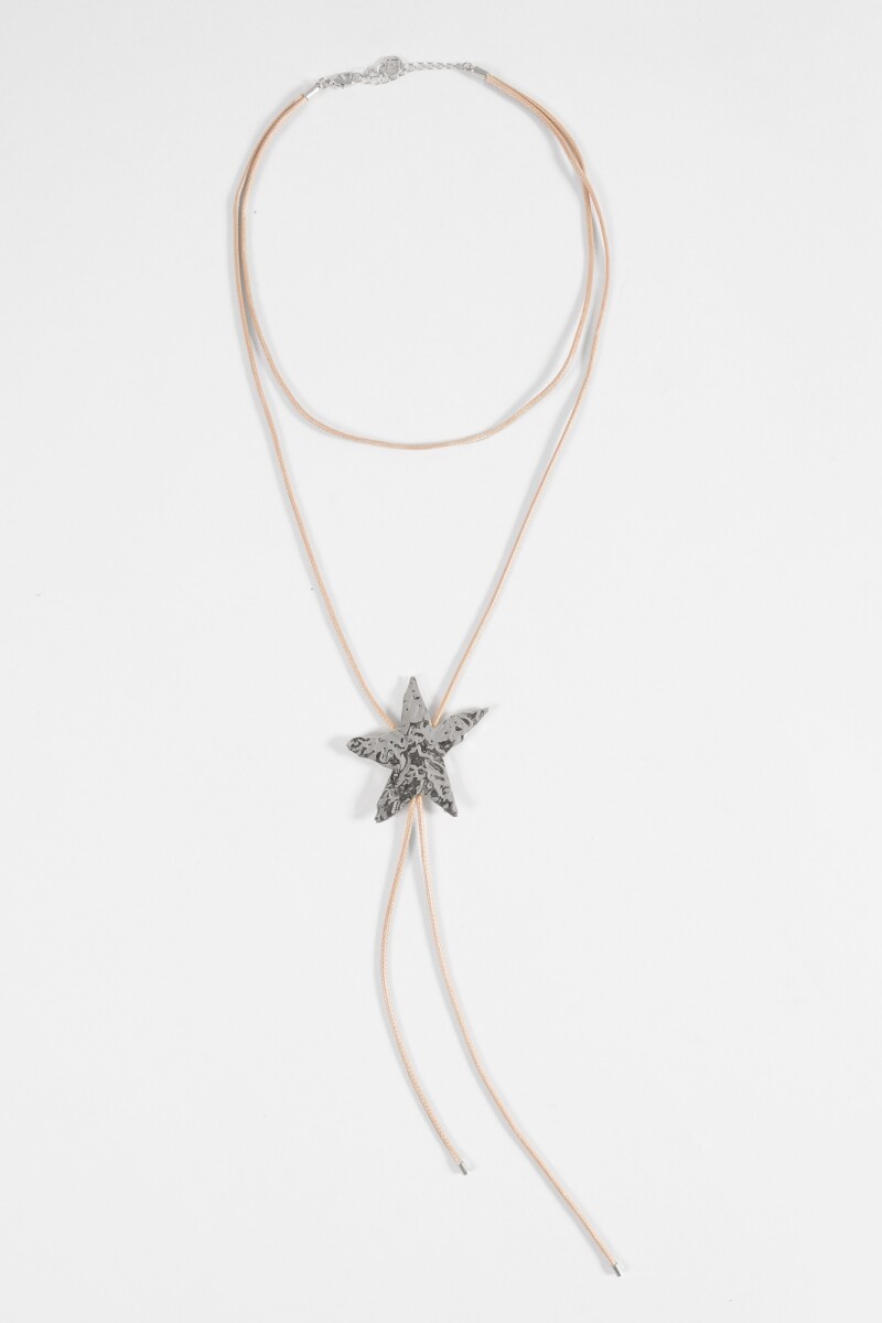 Collar cordón estrella metálica plateado