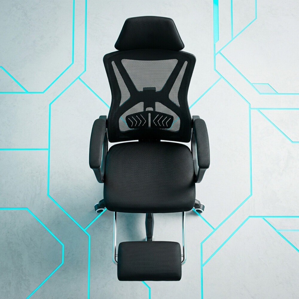 Silla De Oficina Space2 Tela Mesh Apoyapies Negro