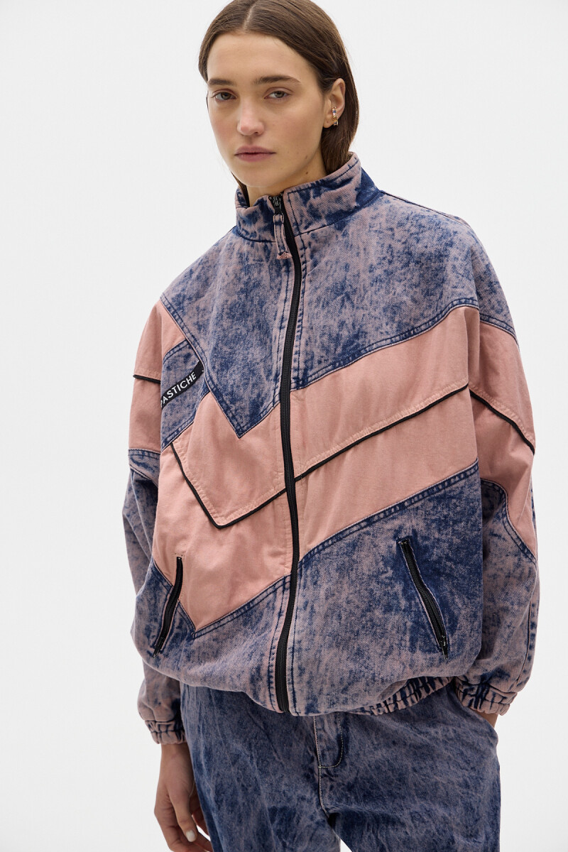 Campera Olímpica Denim Washed Rose