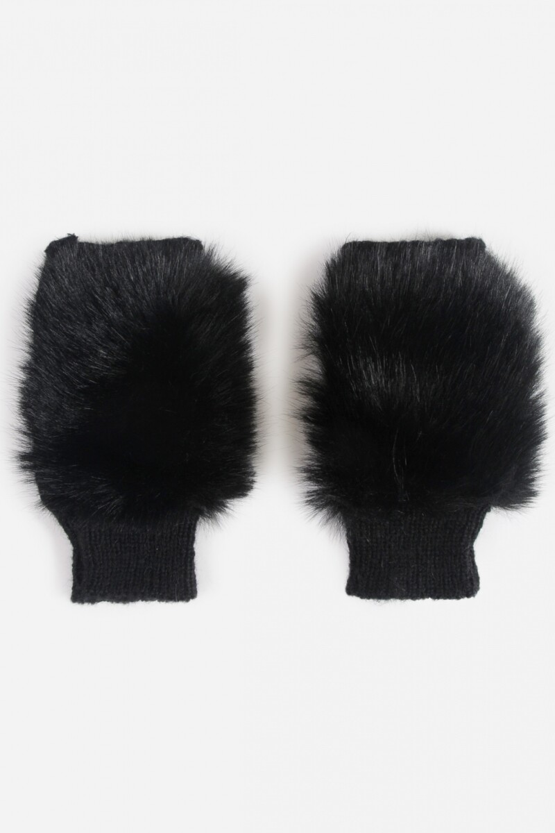 Guantes mitón simil piel negro