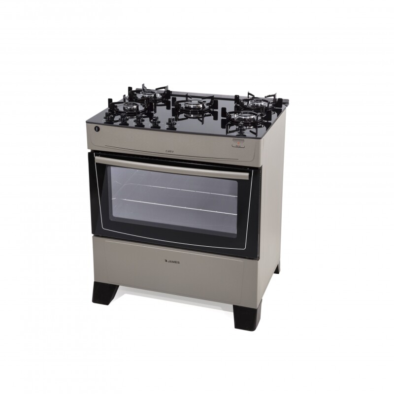 Cocina A Gas James 5 Hornallas Titanuim Con Mesada De Vidrio Negra Cocina A Gas James 5 Hornallas Titanuim Con Mesada De Vidrio Negra