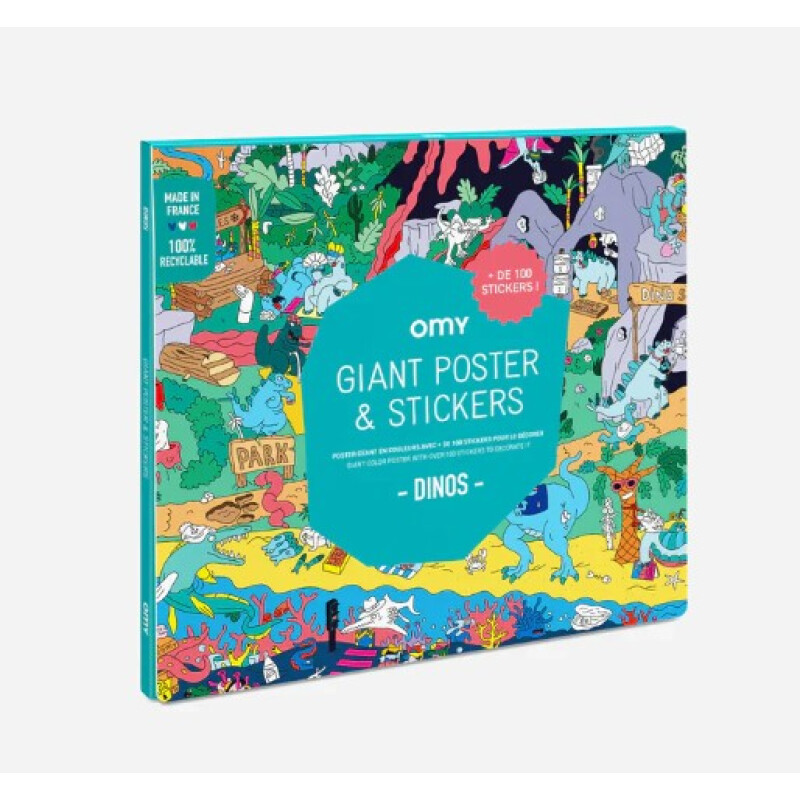 Poster Gigante y stickers- Dinos Unica