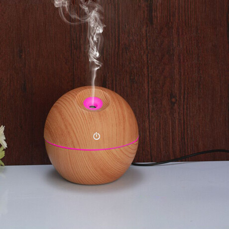 Humidificador Circular USB Con Led Efecto Madera Ø10cm 130ML Humidificador Circular USB Con Led Efecto Madera Ø10cm 130ML