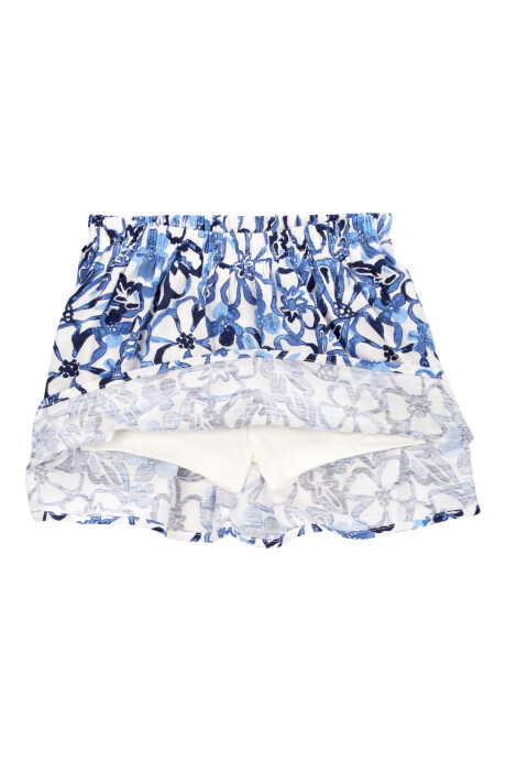Pollera short de viscosa, diseño floral Sin color