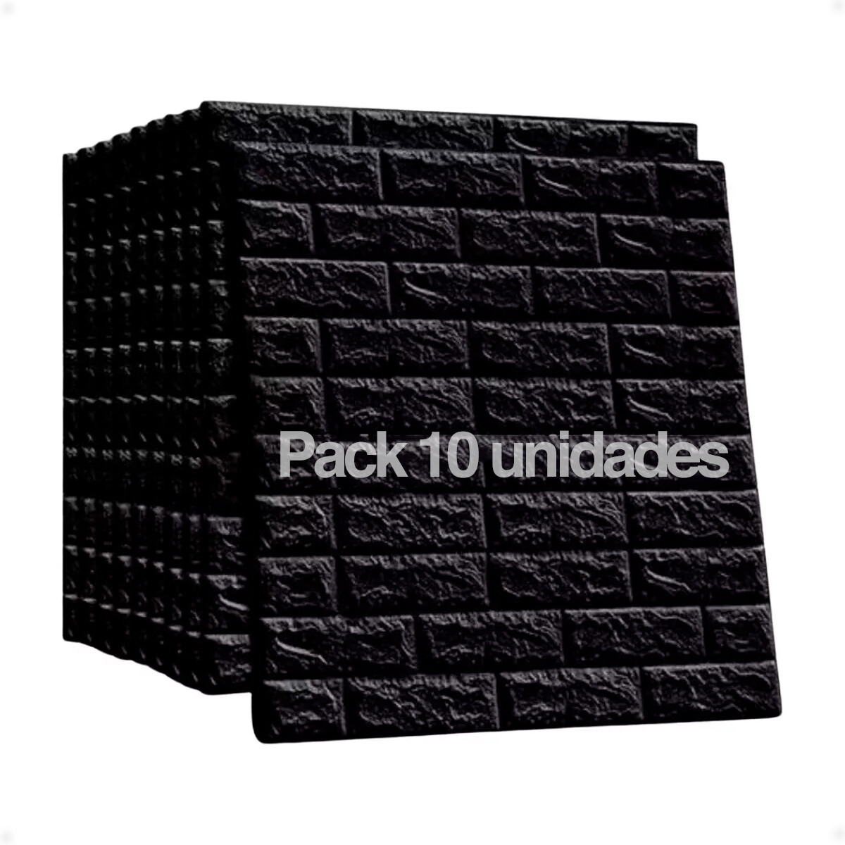 Revestimiento Paneles De Pared Autoadhesivos Ladrillo - Negro X10 