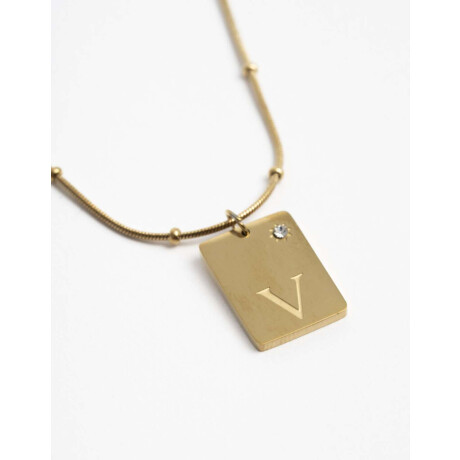 Cadena Corta Dije ''v'' Acero Dorado