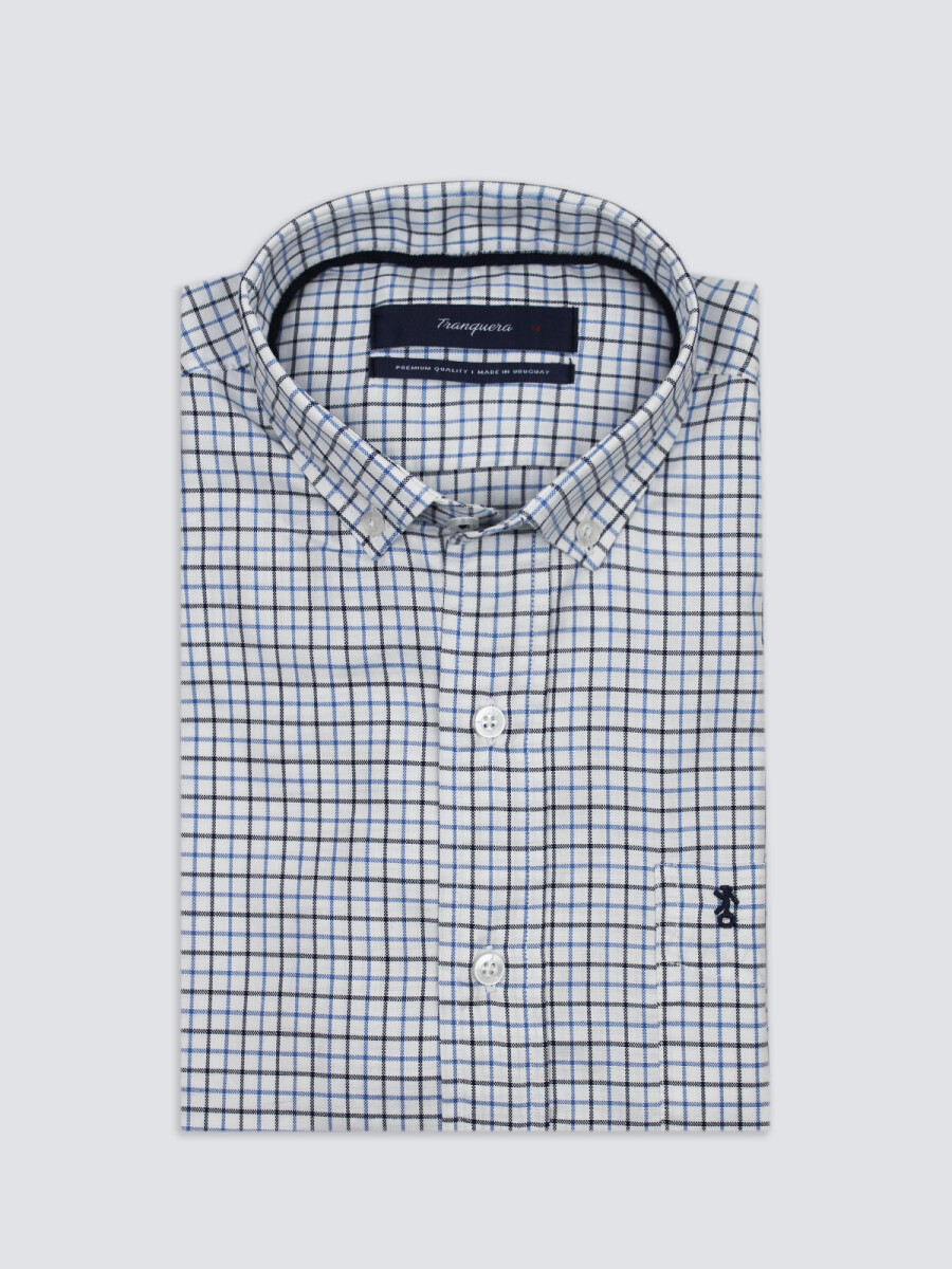 Camisa de Hombre Premium a Cuadros - Cuadros Azul y Celeste 
