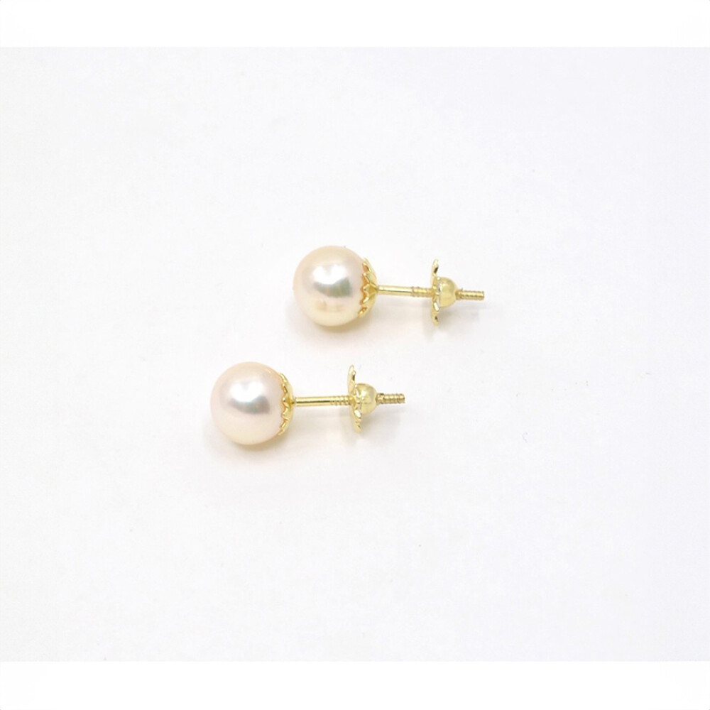 7.5 mm Caravanas De Oro 18 K Y Perlas 7.5 mm Caravanas De Oro 18 K Y Perlas