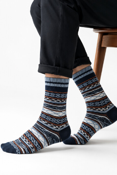 Media Bariloche para hombre Azul y anaranjado