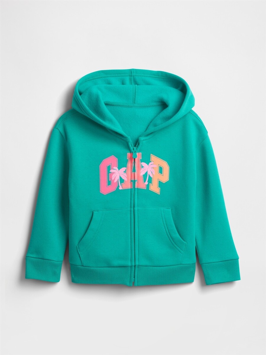 Buzo Canguro Con Cierre Logo Gap Toddler Niña - Green Mirage 