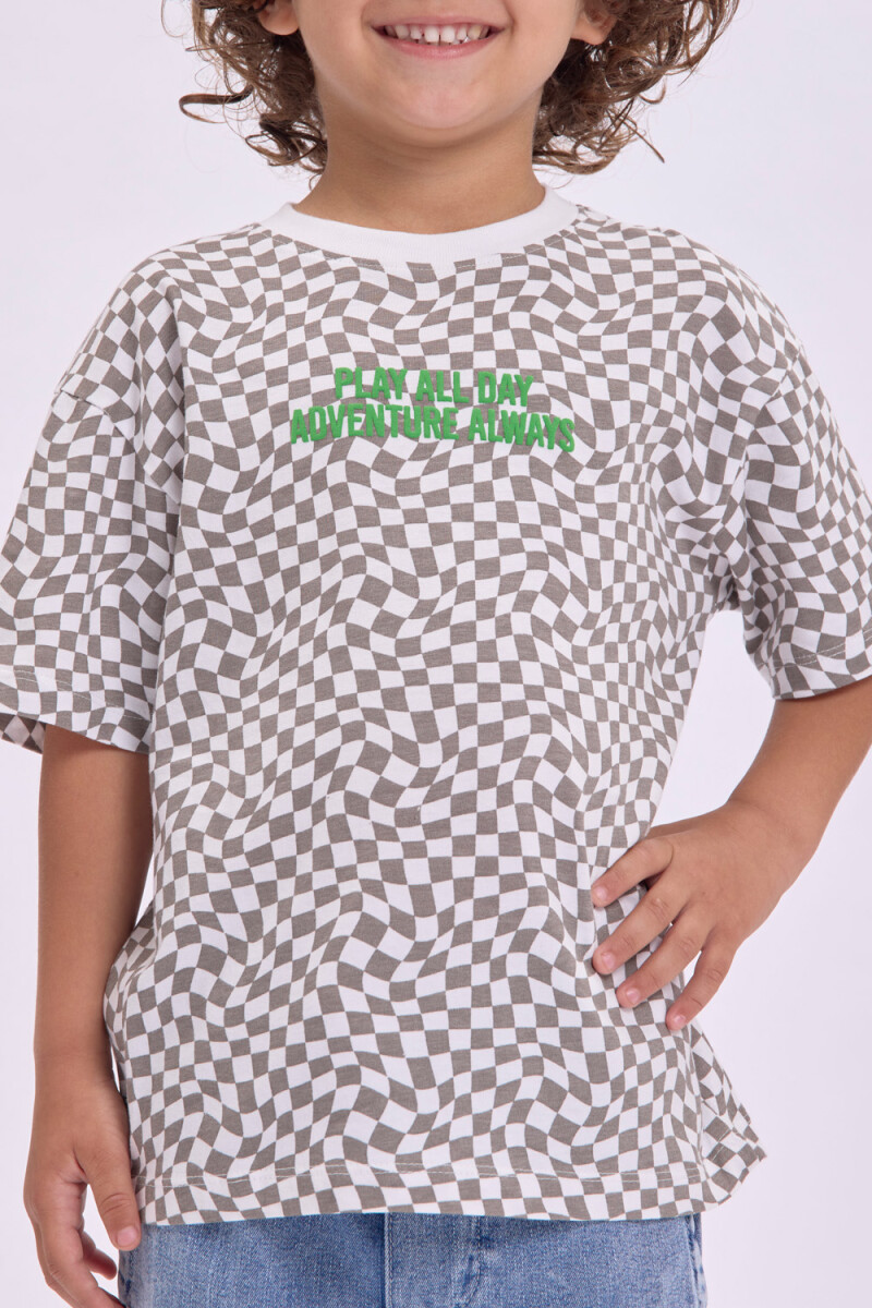 Remera estampa - Cuadros Crudo 