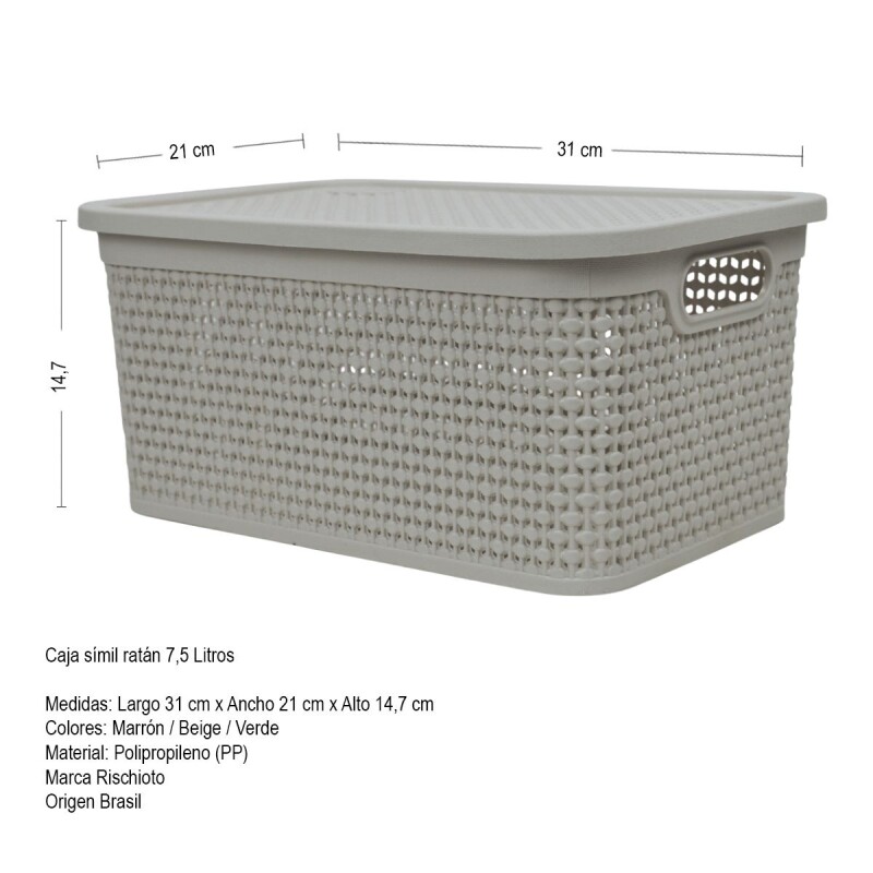 Set x6 Caja simil ratán 7,5 lts CAPPUCCINO