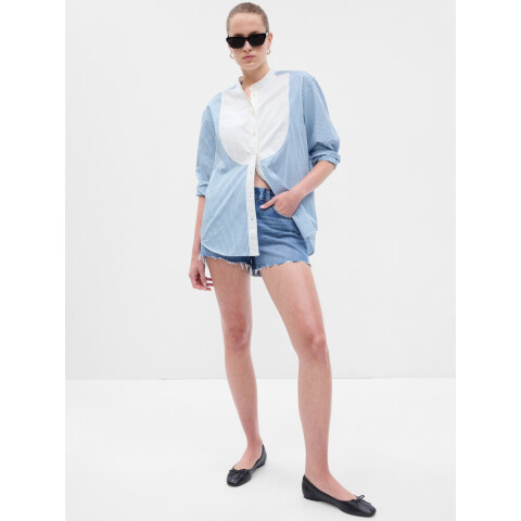 BIG SHIRT - POPLIN BIB BLUE PINSTRIPE