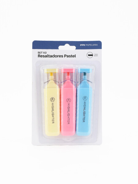 RESALTADORES PASTEL 3 PCS MULTICOLOR