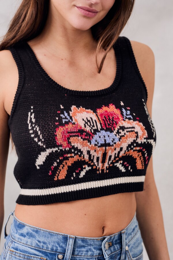 Top Intarsia Negro