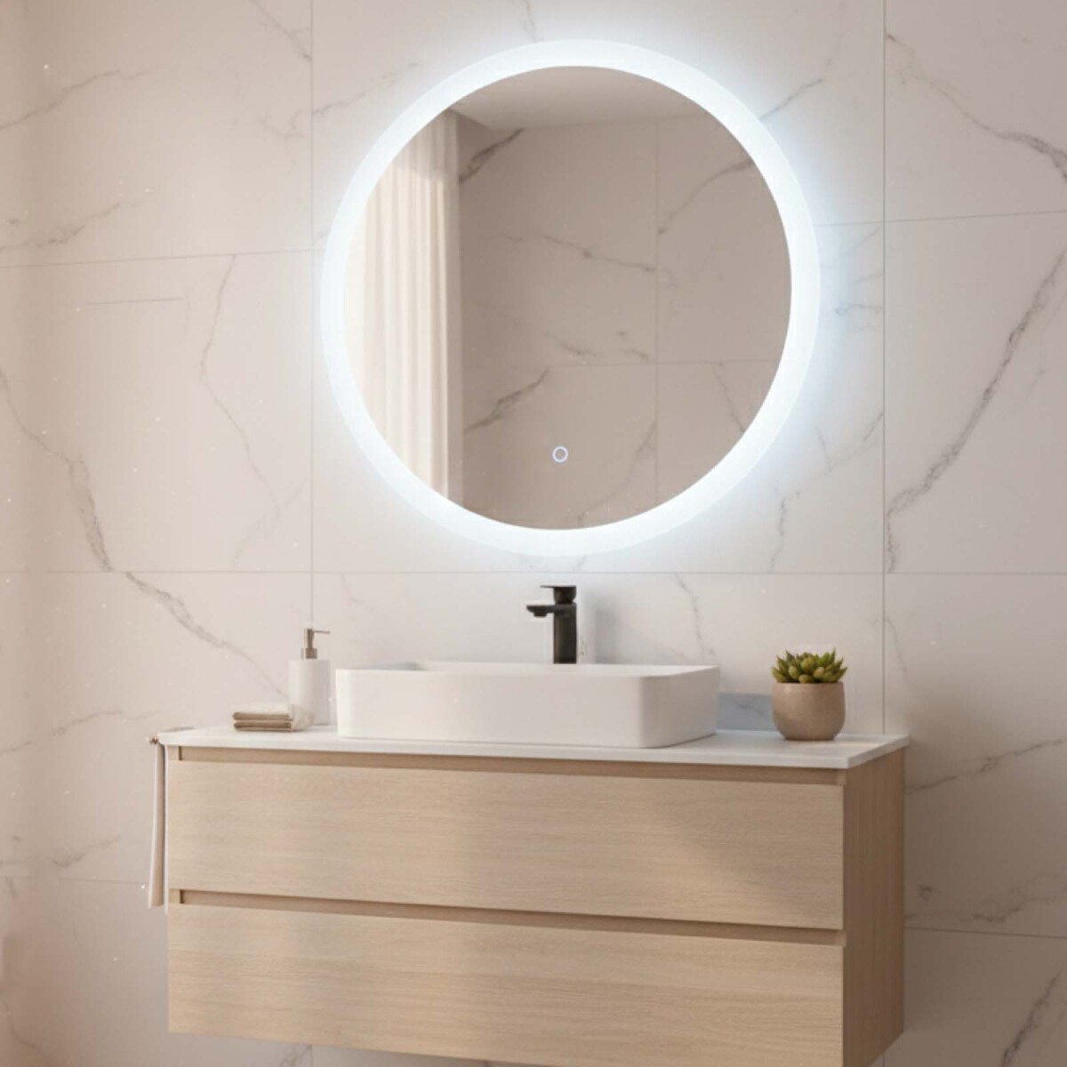 ESPEJO DE BAÑO ARENADO - 60 CM CRISTAL LED 