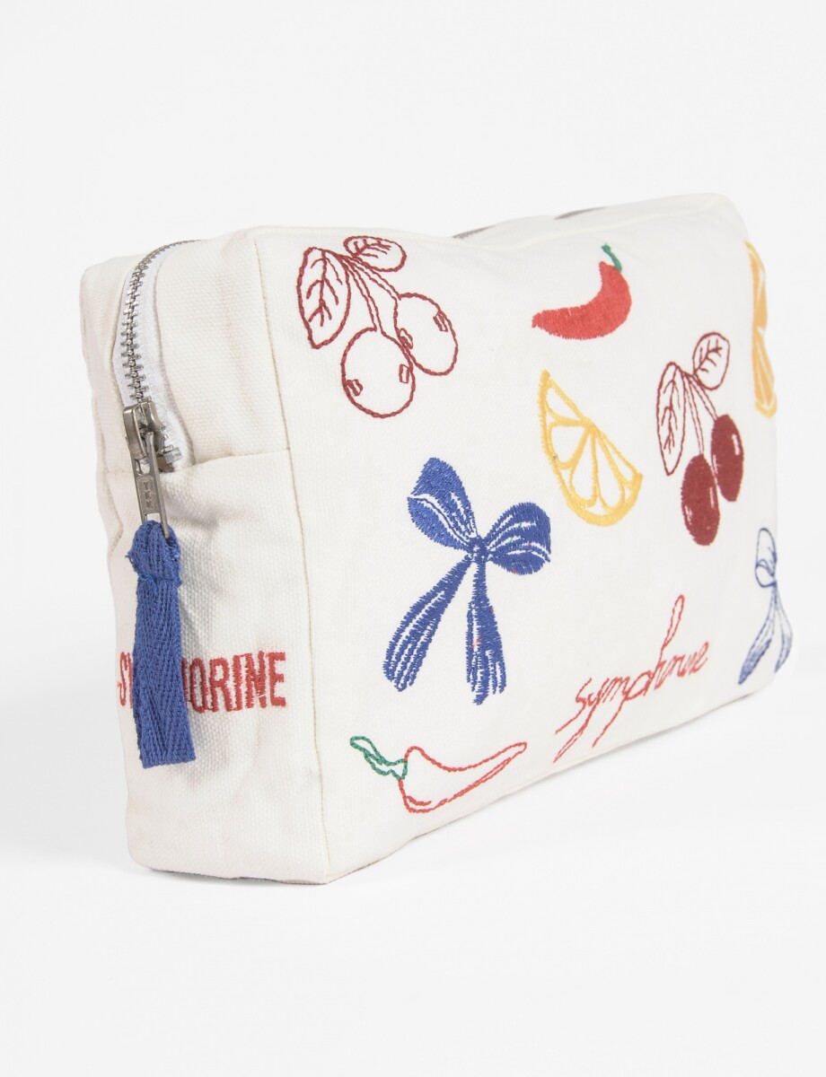 Estuche bordado cherrys - crudo 