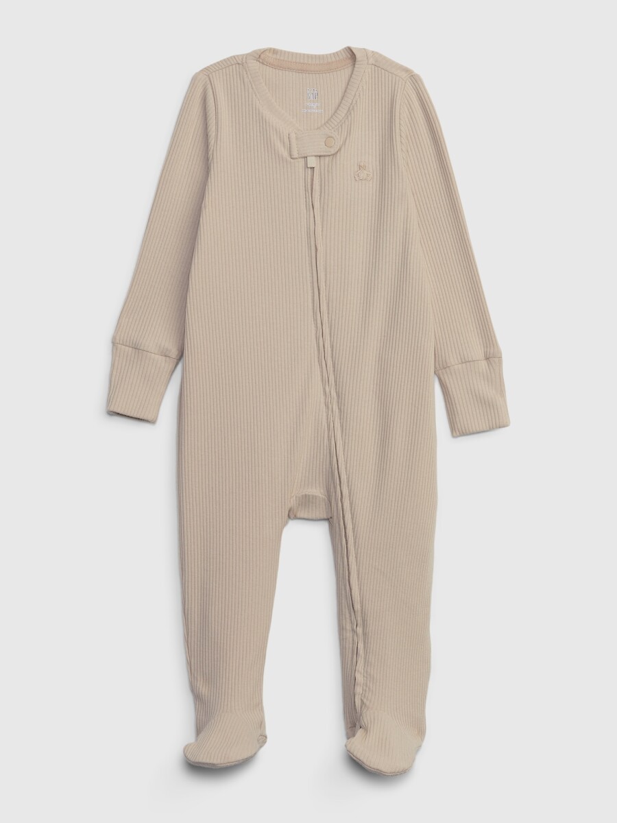 Pijama Rib Con Volados Bebé - Neutral 1 