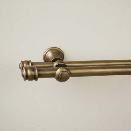Barrote cortina doble de metal 2,5 m + 3 Soportes ORO VIEJO