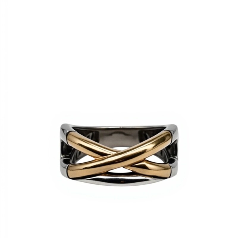 Anillo Cruzado - Plata y Oro- AN6007 sinpiedra